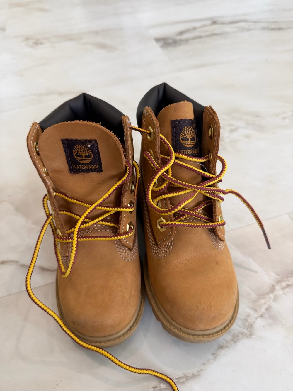 Timberland Tan Kids Boots with Yellow-Brown Laces